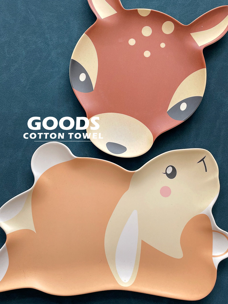 出口英国订单 竹纤维卡通造型儿童餐盘平盘水果盘辅食盘