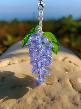 21颗冰透k9华子5A本色水晶紫色葡萄串手机挂件饱满翻包挂件车挂