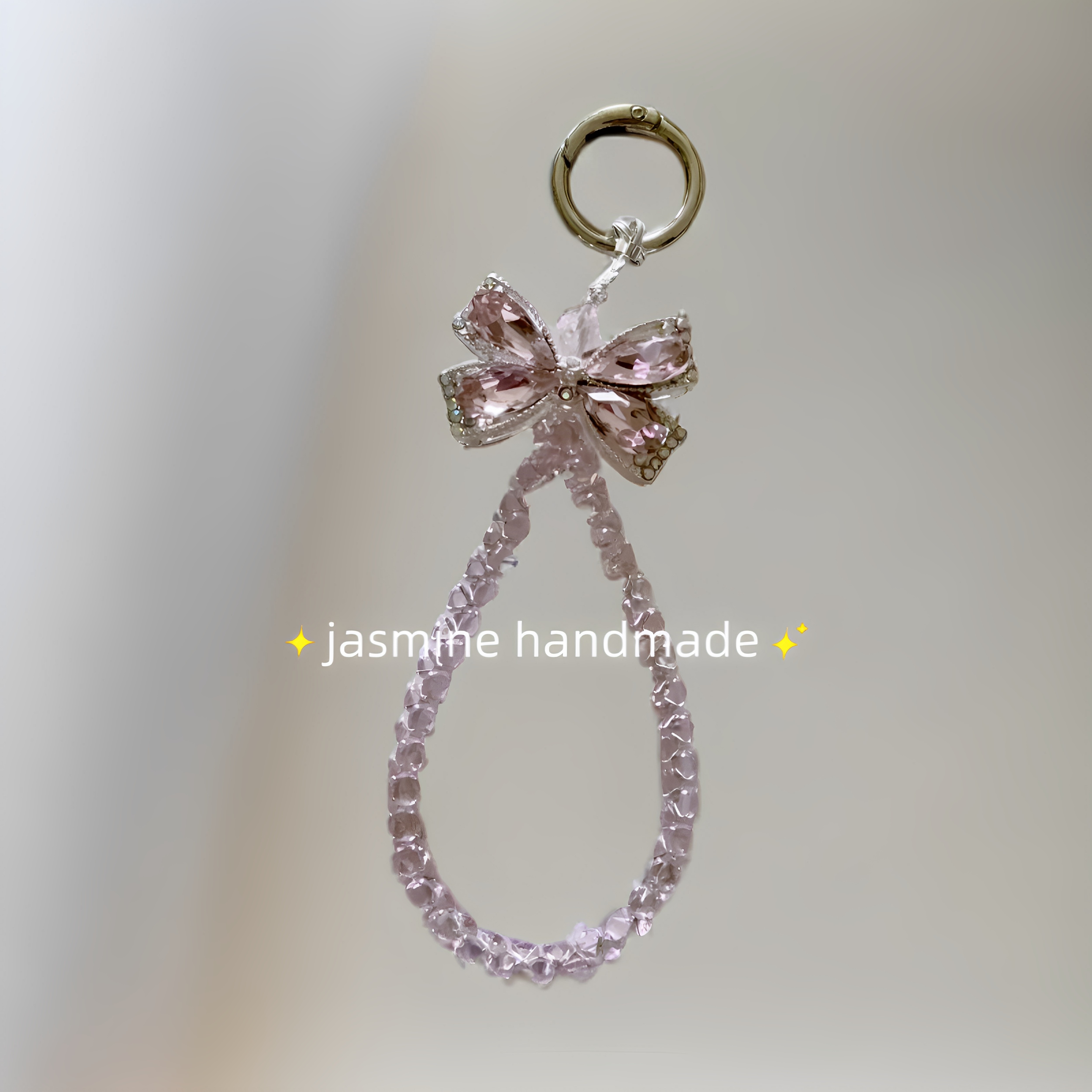 闪！超大锆石蝴蝶结反夹手机链公主粉色手机挂件包挂ccd相机挂绳