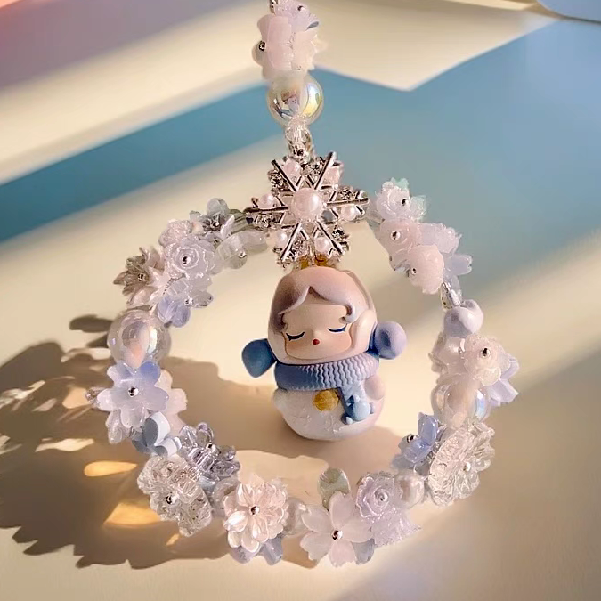 泡泡玛特SP雪天使萌粒手机挂绳超重工车挂包挂POP圣诞派对原创正