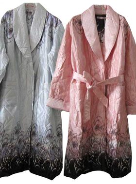 新世家族家正品情侣男式女士睡袍桑蚕丝里料薄夹棉睡衣家居服睡袍