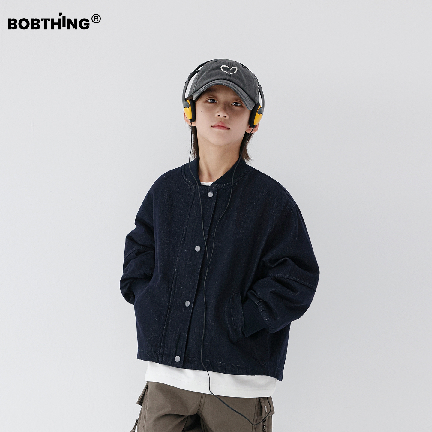 男童冬装廓形夹棉加厚牛仔外套儿童加棉棒球服中大童装棉衣薄棉袄