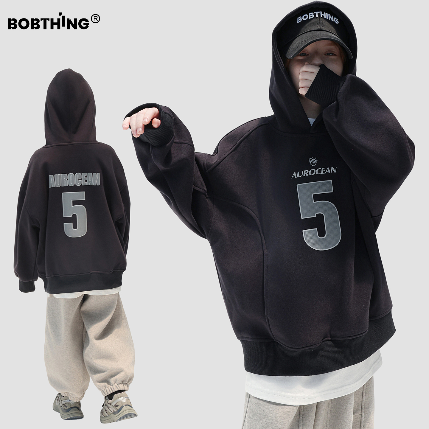 男童春秋字母连帽卫衣外套帽衫潮