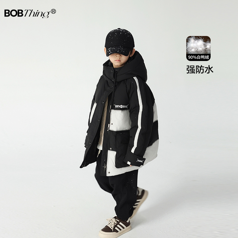 男童中长款羽绒服加厚连帽外套潮