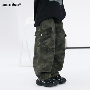 儿童冬季经典一体绒迷彩工装裤直筒长裤男童加厚休闲裤童装裤子潮