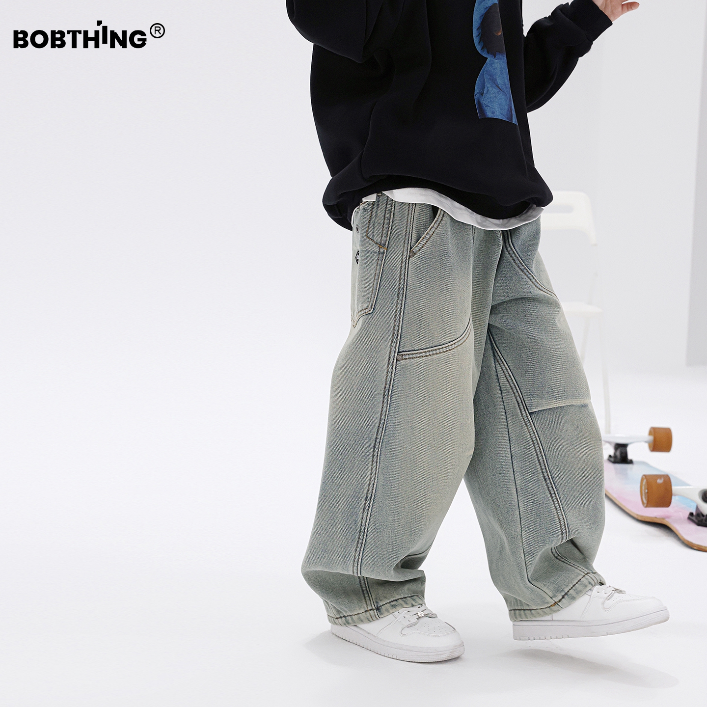 男童冬季一体绒牛仔裤加厚休闲裤