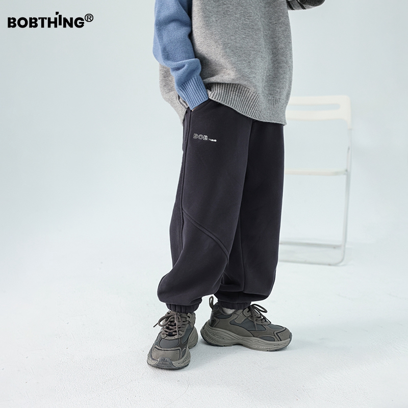 男童一体绒运动裤加厚针织棉裤子