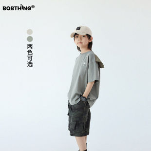 男童夏装个性小披肩短袖T恤衫儿童设计感半袖上衣港风童装体恤潮
