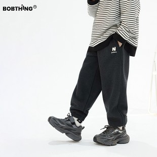 N字母一体绒运动裤 子潮童装 缩口卫裤 加厚针织裤 儿童长裤 男童冬季