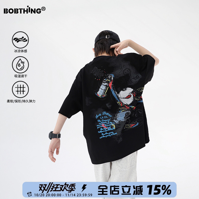 男童夏装卡通印花短袖冰感t恤潮