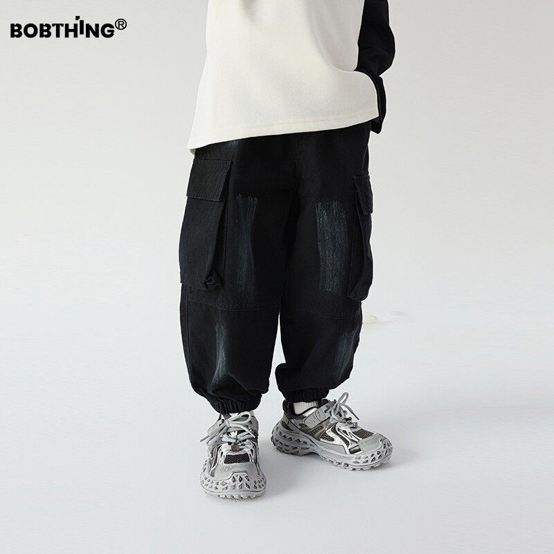 儿童水洗做脏工装裤缩口长裤男童春秋新款宽松休闲布裤童装裤子潮