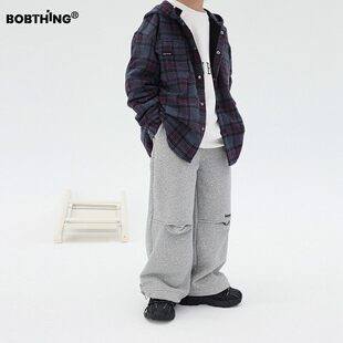 儿童膝盖个性设计直筒裤一体银狐绒运动裤男童冬季加厚卫裤潮裤子