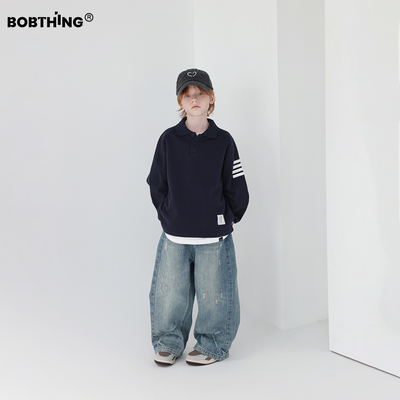 男童秋装经典4杠长袖POLO衫上衣