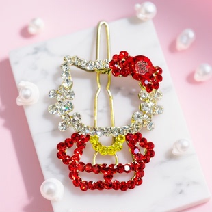 米龙饰品可爱卡通猫水钻发夹女创意镶钻发饰头饰金属蛙扣网红ins