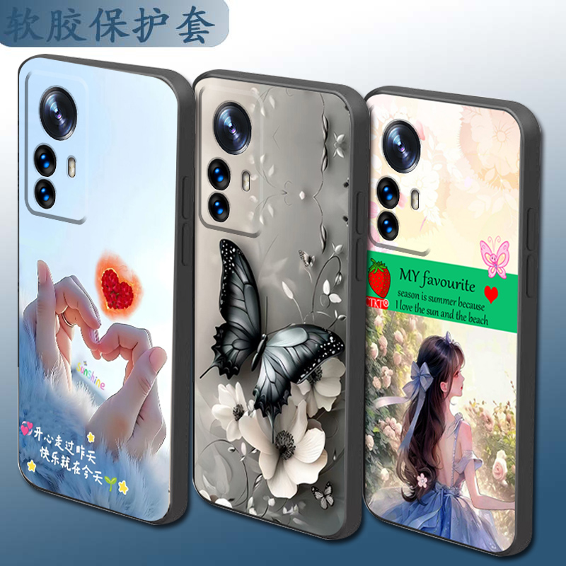 适用于小米12x手机壳2112123AC直边mi12x手机套硅胶卡通保护套防摔套全包镜头个性时尚磨砂套软壳情侣网红潮