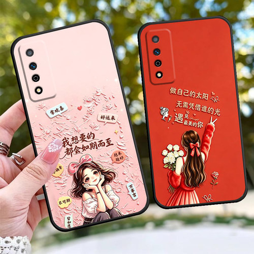 适用于荣耀PLAY5TPRO手机壳CHL-AL00时尚防摔套情侣手机套女神款网红卡通TPU保护套个性全包边方边软壳磨砂套