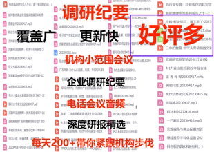 纪要调研研报实时买方卖方机构调研纪要电话会议音频深度研报精选