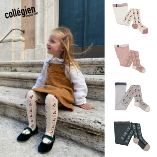 宝宝打底袜 袜 现货法国collegien25秋冬新品 女童立体樱桃螺纹连裤