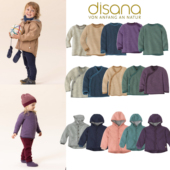 现货65Z德国disana水洗美丽奴羊毛儿童套头毛衣开襟毛衣连帽外套