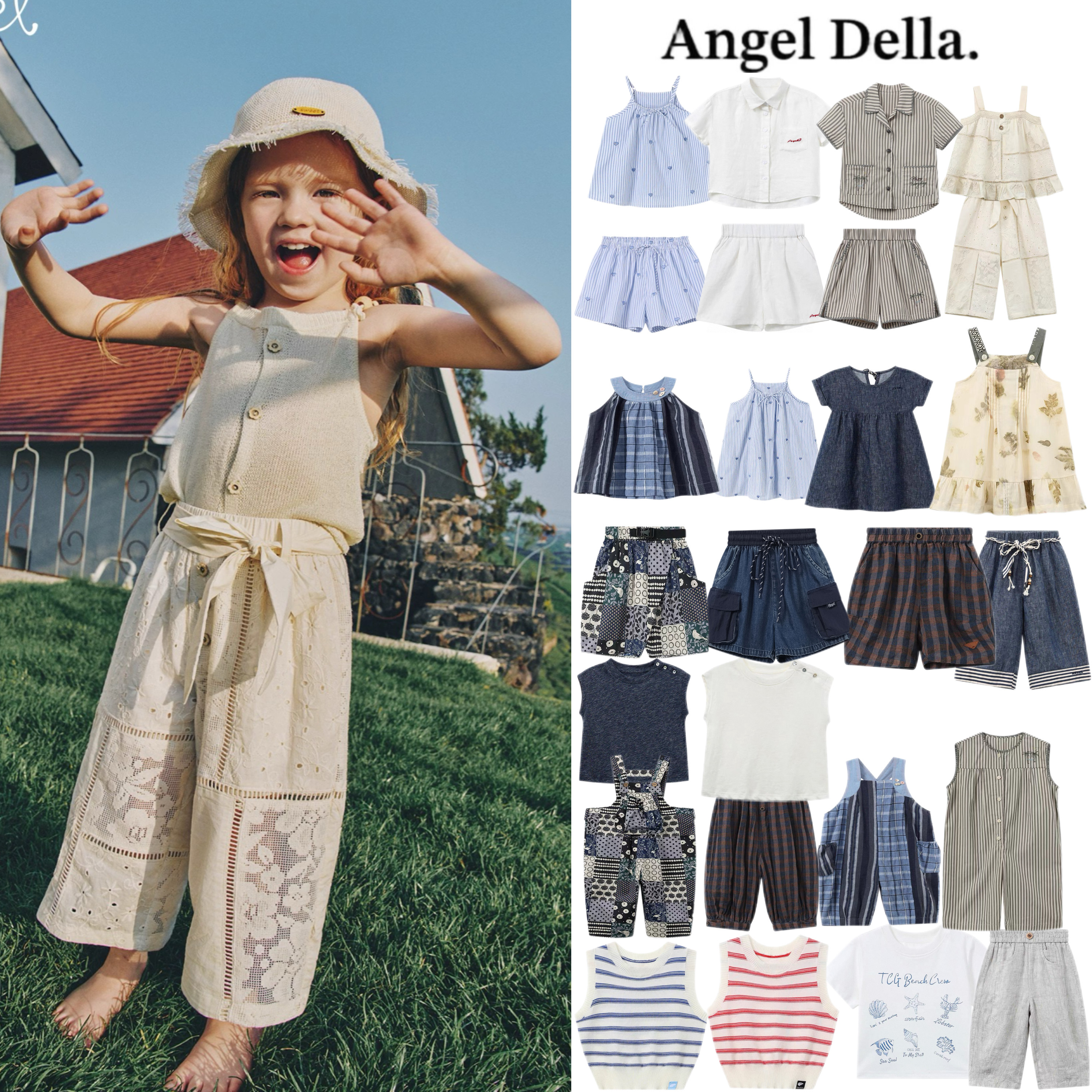 Sugarplum现货日本angel della26春夏度假系列儿童连衣裙短袖短裤