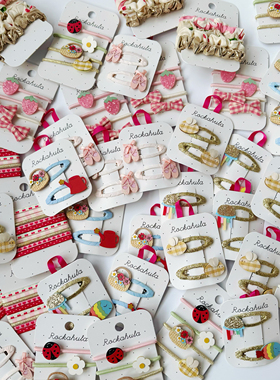 现货英国Rockahula 26SS新款儿童发夹发绳 草莓花篮小鱼拜拜夹