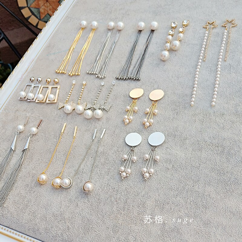 复古仿珍珠长款显脸瘦流苏耳环