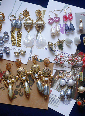 欧美进口珍珠琉璃气质优雅复古Trifari中古孤品耳夹耳环vintage