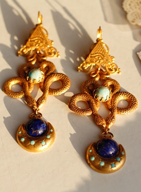 Askew London正品中古董艺术珠宝欧美灵蛇埃及耳环耳饰女vintage