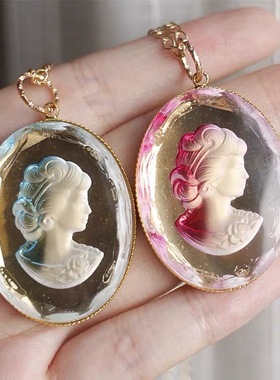 女王|美女人像头像西洋回流古董老货西德国超大夸张吊坠长项链女