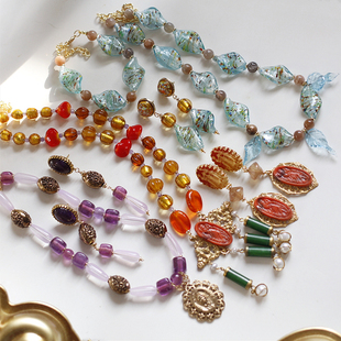 如意|原创设计欧美回流人像老琉璃ASKEW LONDON希腊风耳环夹项链