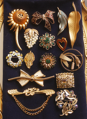 欧美法国回流中古复古vintage气质coro老捷克germany胸针女xz02