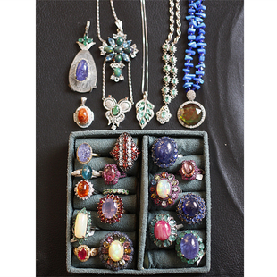 如意|欧美回流进口天然红宝石钻石祖母绿925银中古董戒指vintage