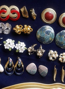 欧美回流中古董优雅lisner孤品气质coro耳夹Trifari耳钉vintage女