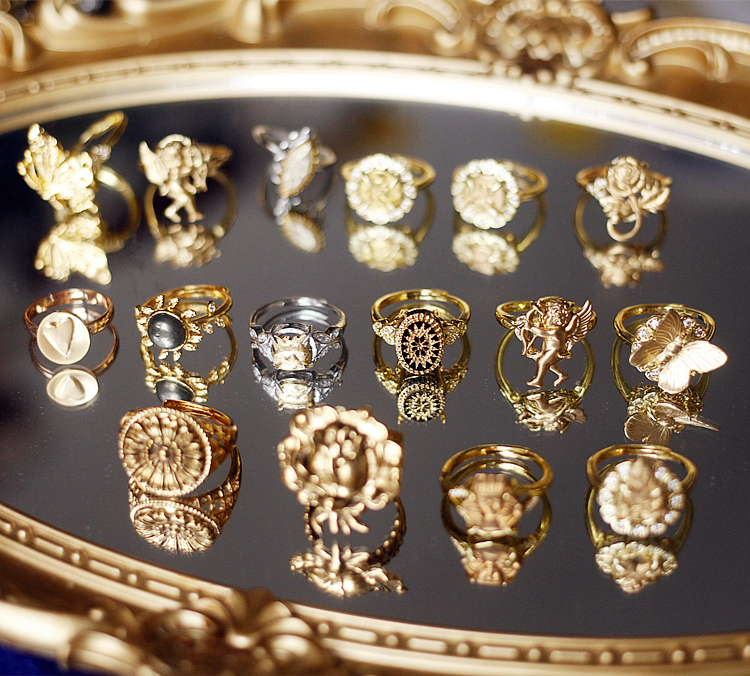 原创设计欧美中古黄铜活口戒指