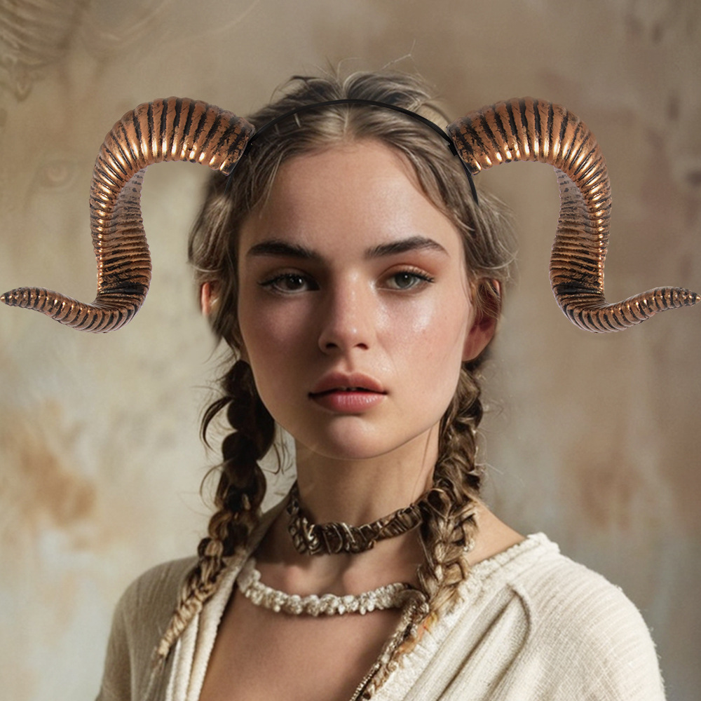 弯羊角发箍节日派对表演头箍