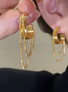 设计百搭新款链条流苏耳饰品时尚