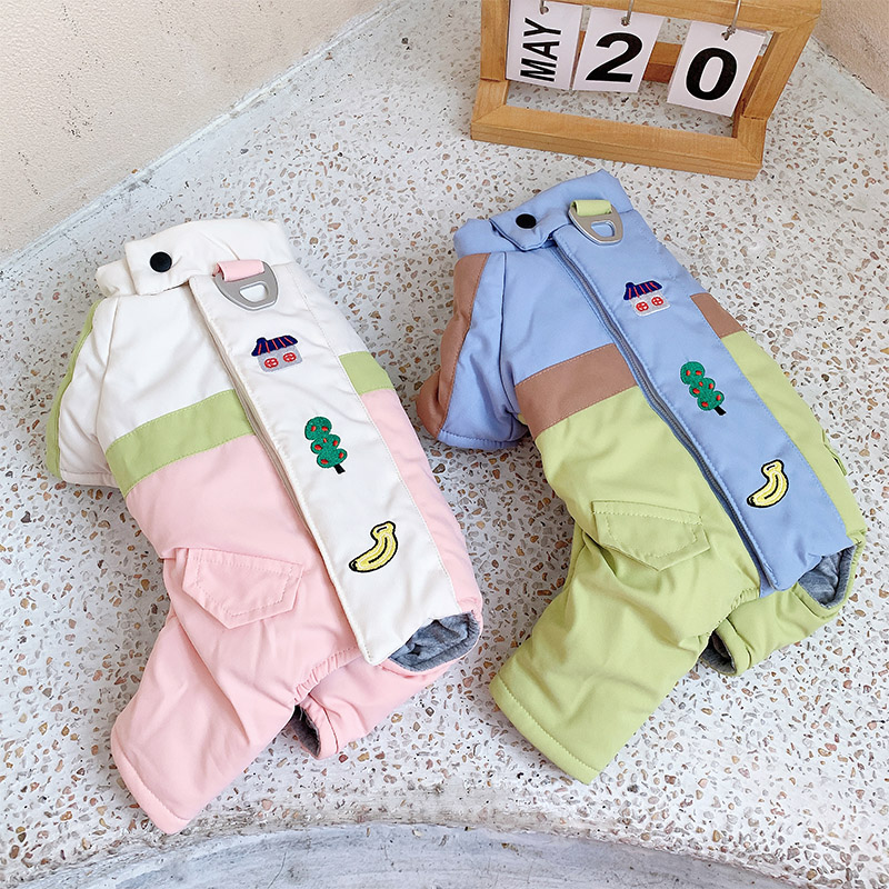 冬季加厚可爱印花狗狗四脚棉衣