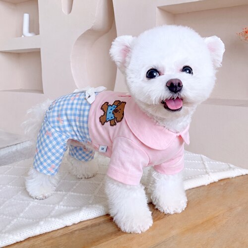 宠物狗狗衣服夏透气小狗可爱泰迪雪纳瑞比熊衣服四脚衣四季家居服