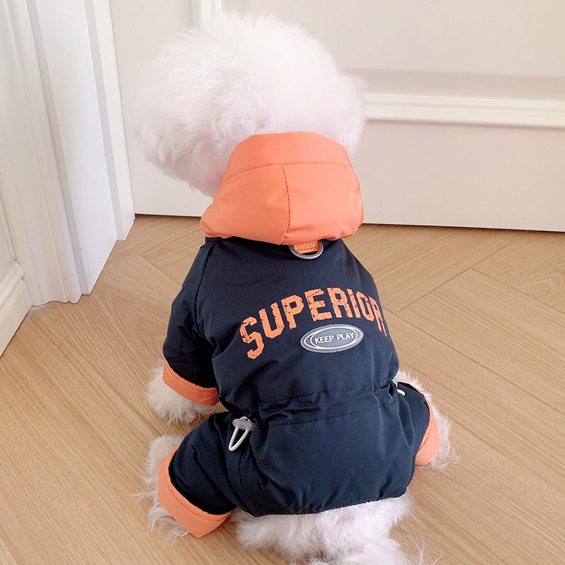 美式拼色防风防寒四脚狗狗棉服