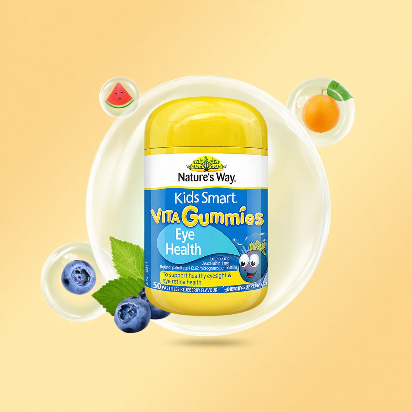 Natures Way佳思敏儿童叶黄素软糖青少年学生党玉米黄素维A蓝莓味