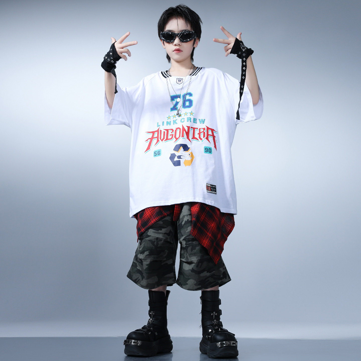 街舞儿童潮服男孩酷帅嘻哈hiphop演出服六一少儿架子鼓表演女爵士
