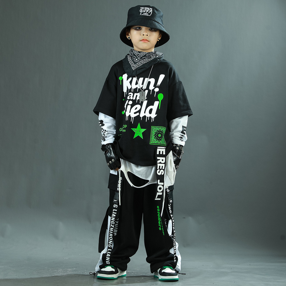 街舞儿童潮服少儿女爵士舞嘻哈hiphop男童架子鼓演出套装团体表演