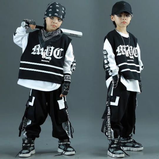 街舞儿童男孩潮服春秋三件套嘻哈儿童演出服