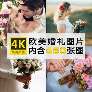 高清欧美婚礼图片新郎娘手捧花婚纱浪漫礼服现场求婚摄影照片素材