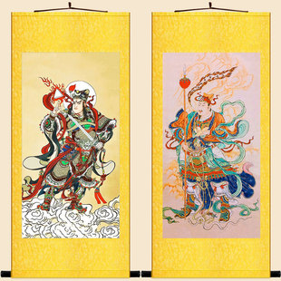 华光大帝马元帅神像画 马灵官护法神神仙卷轴挂画 复古丝绸装饰画