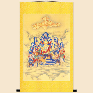 明清复古版 天龙八部龙众画像 那伽龙神像画绢布卷轴挂画装饰画