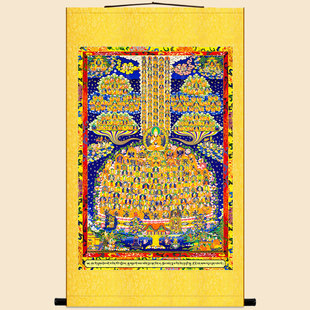 格鲁派皈依境资粮田唐卡卷轴挂画 佛堂佛龛家用 绢布装饰画可定制