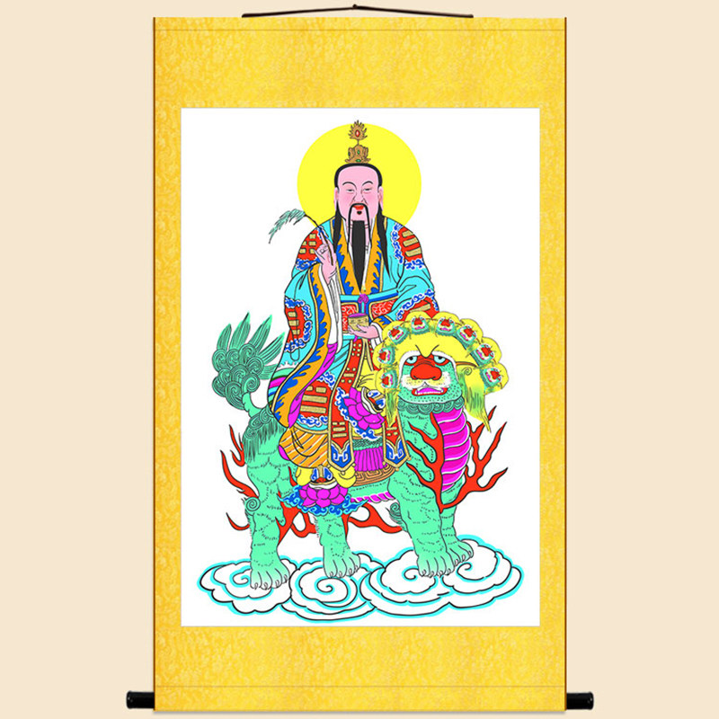 太乙救苦天尊人物画像 神仙卷轴挂画 中式复古绢布装饰画来图定制