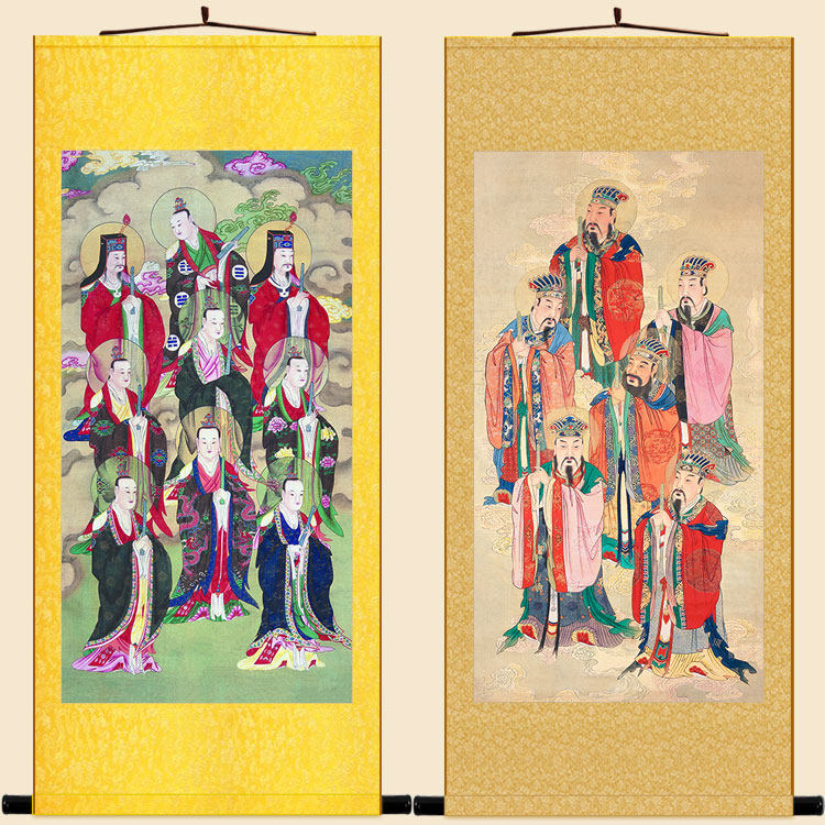 北斗七星九曜星君 南斗六星君画像 神仙神像画 丝绸卷轴挂画定制