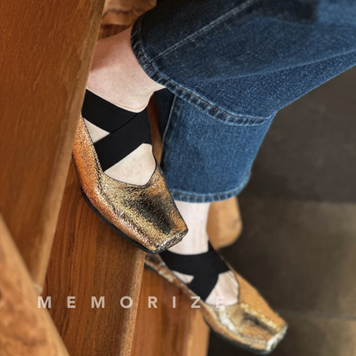 绑带芭蕾鞋Memorize纯手工进口皮